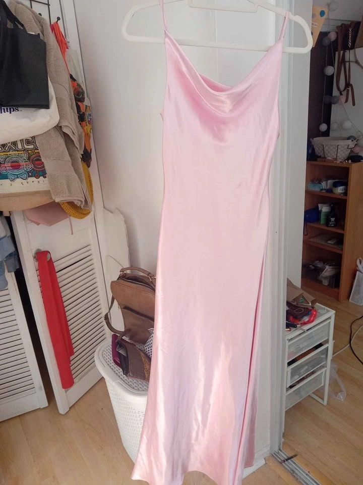 Light Pink Satin Cowl Neck Slip Dress size Medium - photo 2
