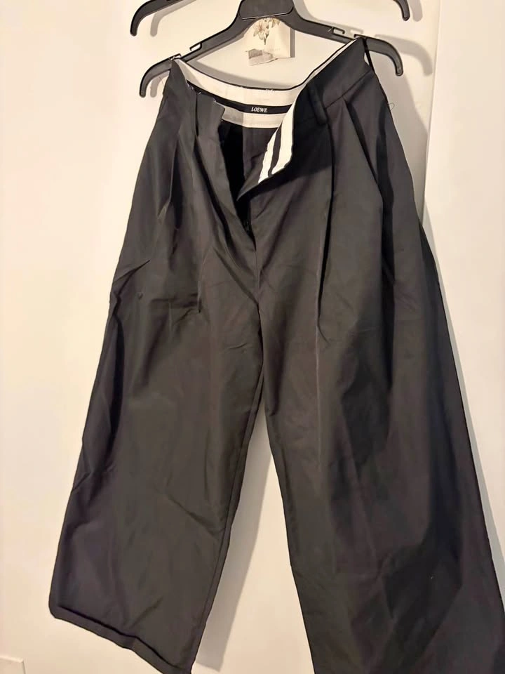Designer Black Wide-Leg Fisherman Trousers