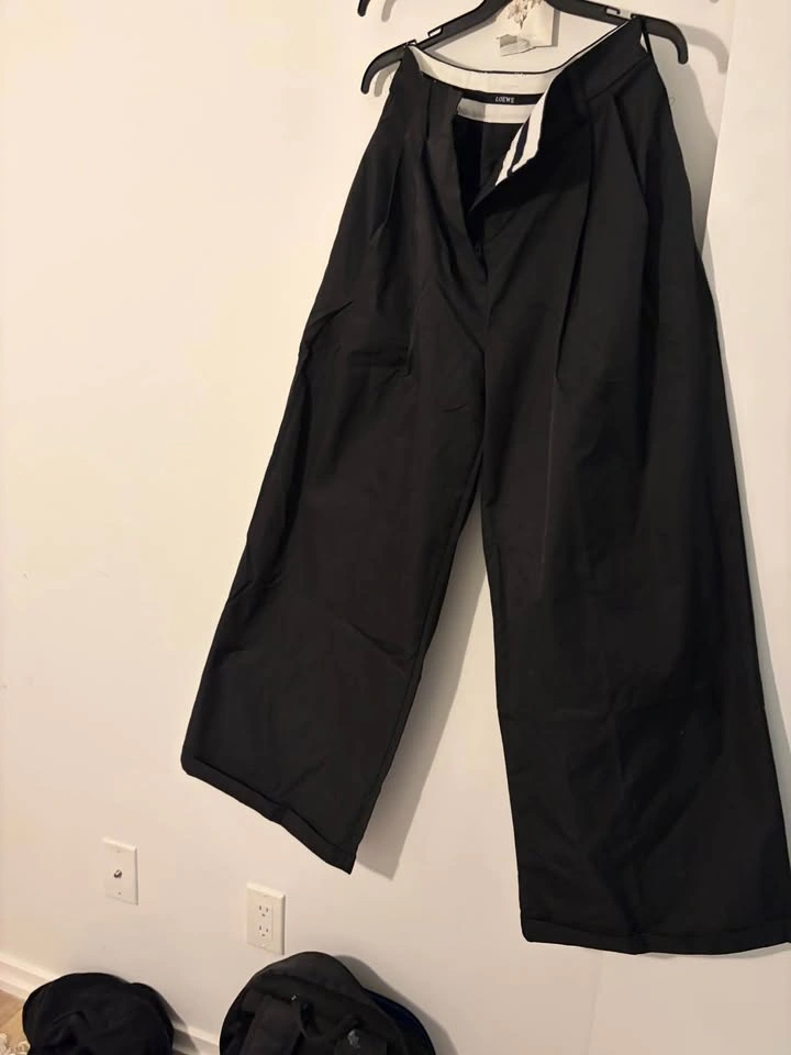 Designer Black Wide-Leg Fisherman Trousers - photo 2
