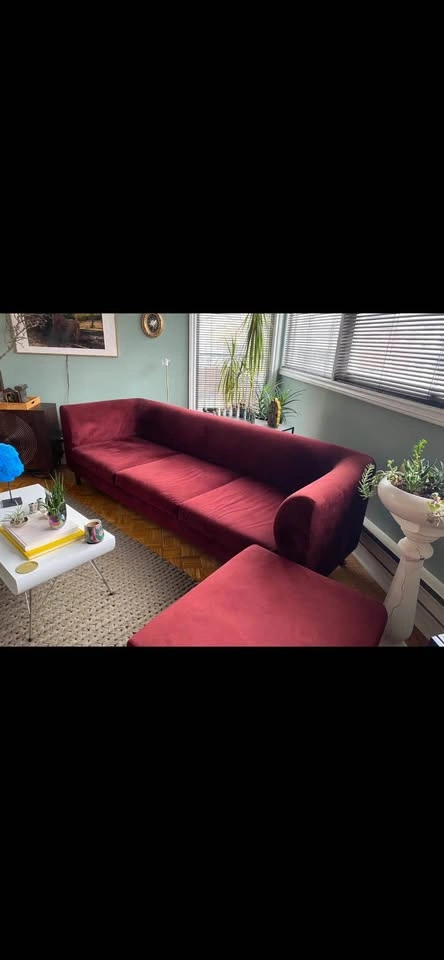 EQ3 Burgundy Sofa and Ottoman with Storage - photo 3