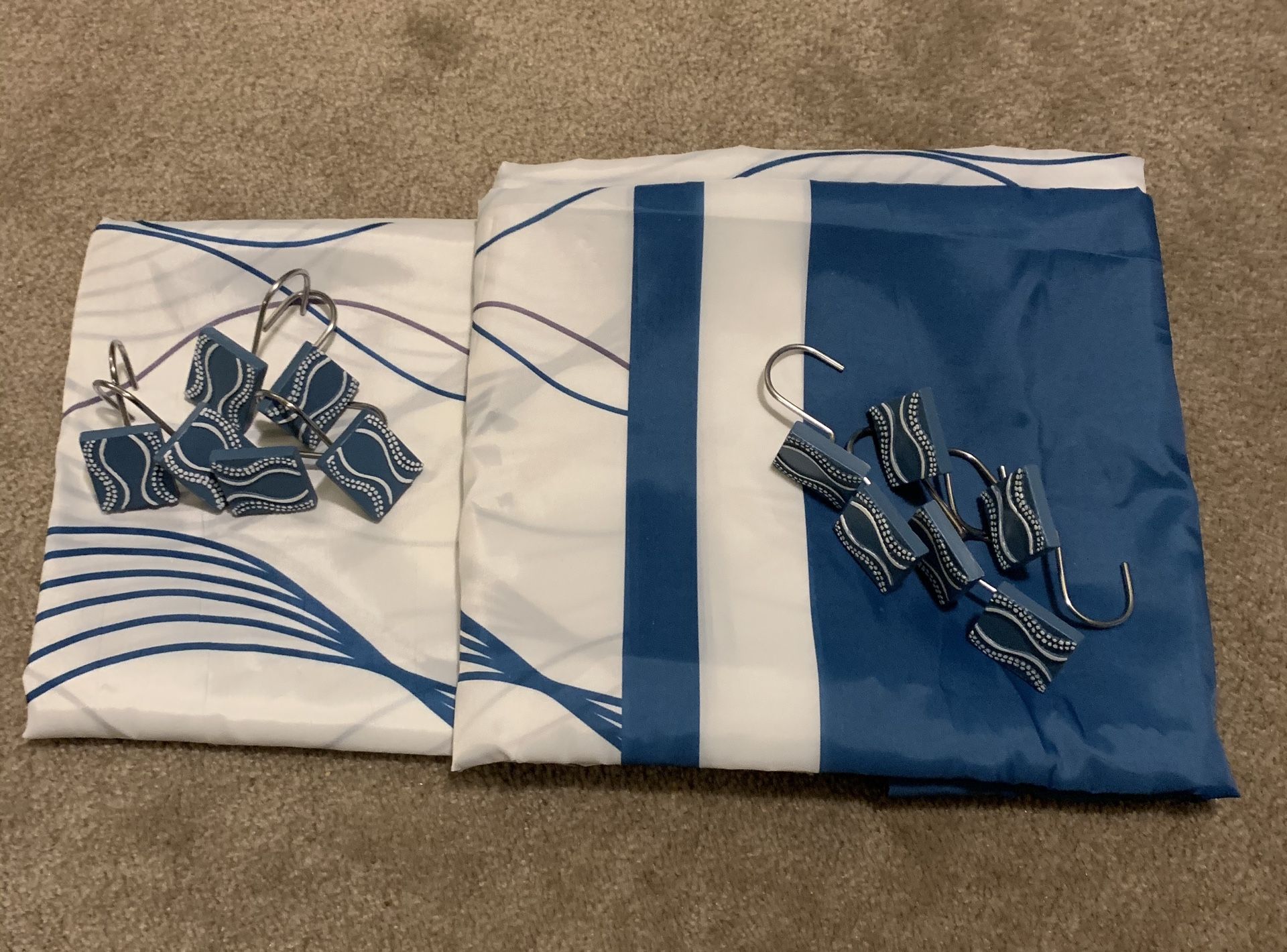 Shower curtain and 12 hooks