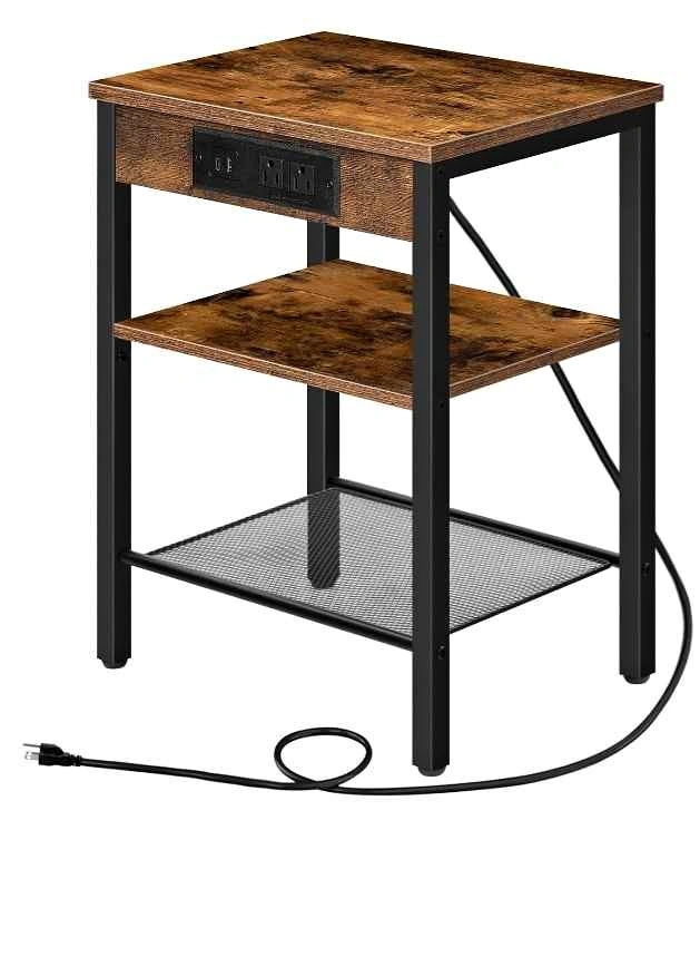 Nightstand / Side Table with Charging Station & USB - Brand New