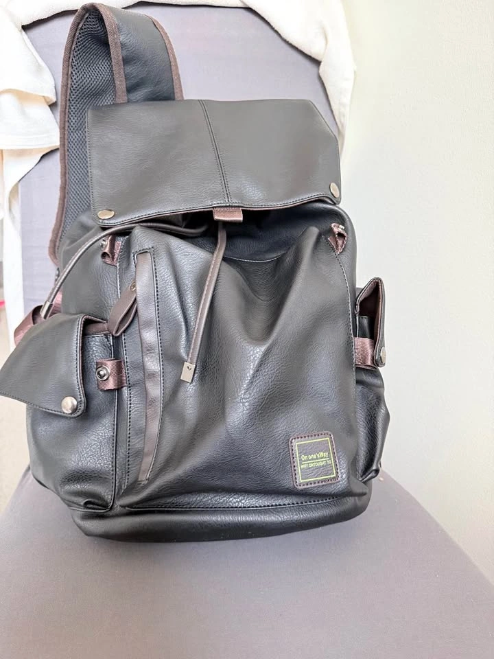 Faux leather backpack for daily use