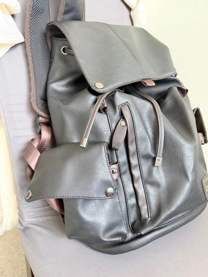 Faux leather backpack for daily use - photo 2