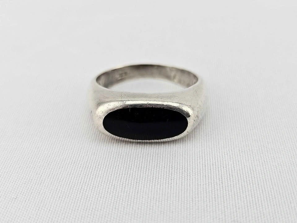 Vintage Sterling Silver Black Onyx Signet Ring Size 7.75