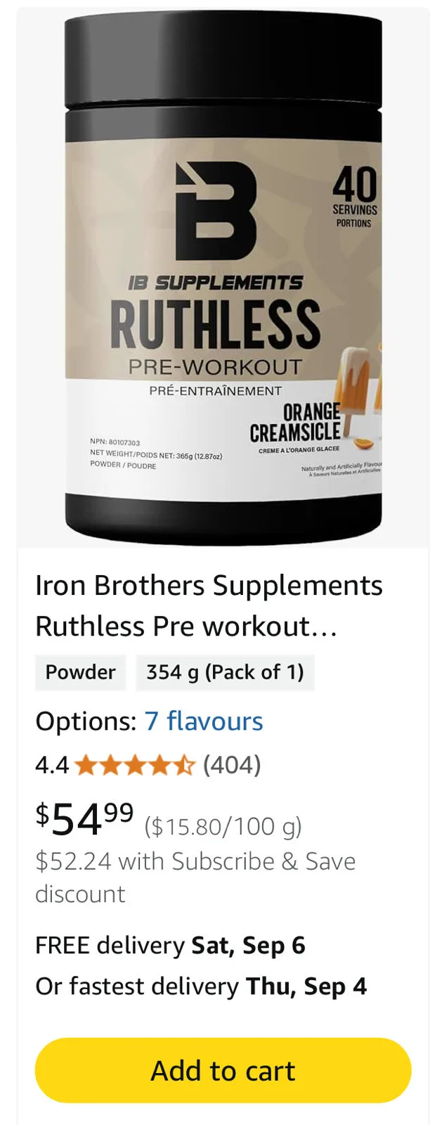 Iron Brothers Ruthless Pre workout Orange Creasicle image indicator(8)