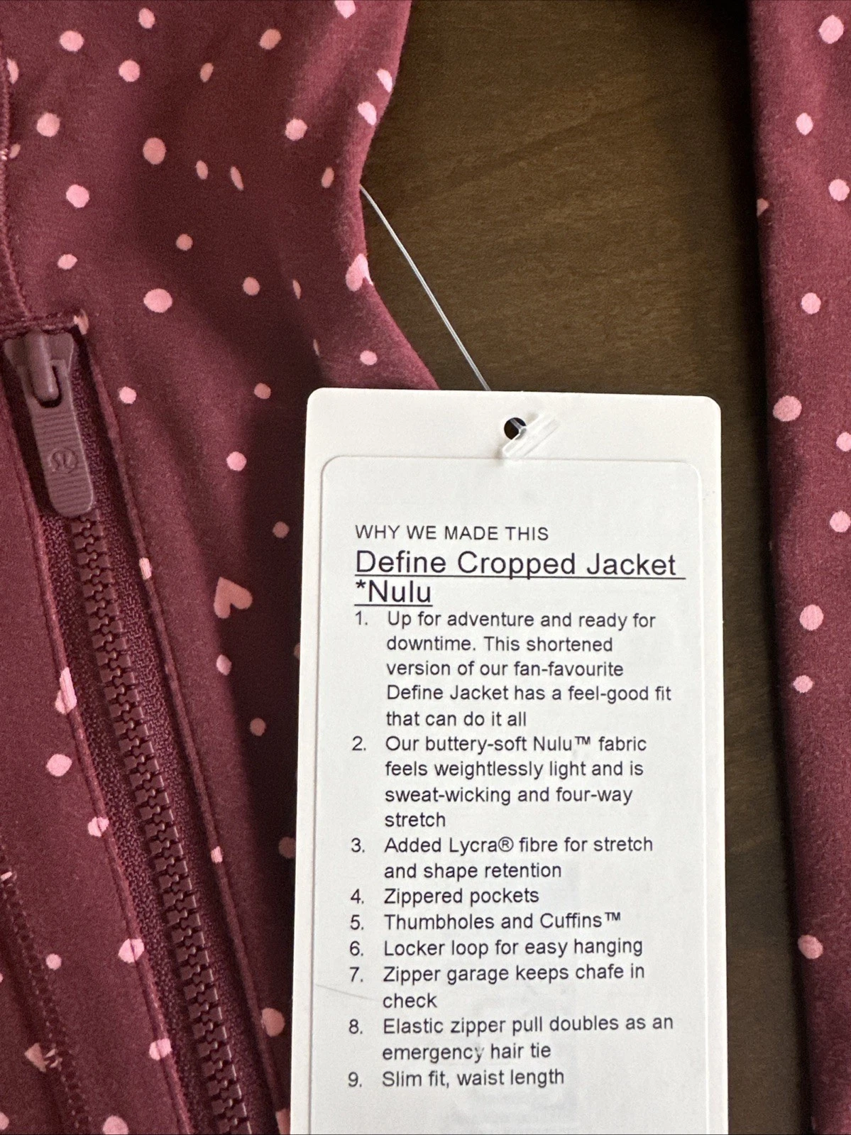 LULULEMON DEFINE JACKET CROPPED NULU HEART SCATTER DOT CANDY CLO - photo 5