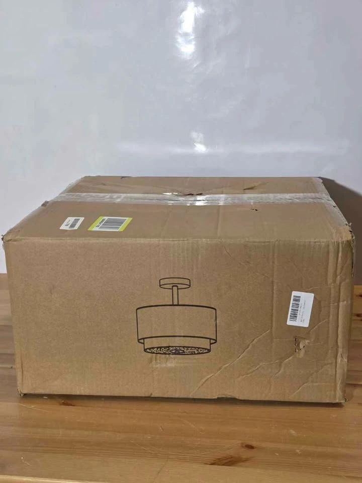 Ceiling Light Fixture 18 Inch Gold Drum Shade, New - photo 4