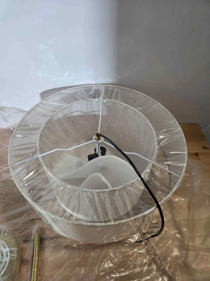 Ceiling Light Fixture 18 Inch Gold Drum Shade, New - photo 5