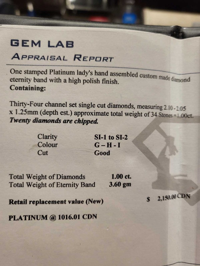 1 ct Diamond Platinum Eternity Band SI1 SI2, Size 8 - photo 5
