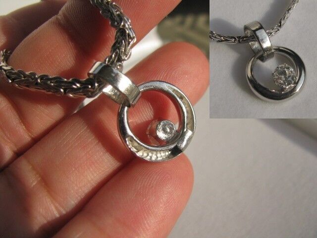 New Heavy .60ct Bezel Set Diamond Solitaire Pendant w/Chain
