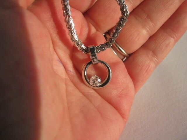 New Heavy .60ct Bezel Set Diamond Solitaire Pendant w/Chain - photo 2
