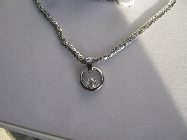 New Heavy .60ct Bezel Set Diamond Solitaire Pendant w/Chain - photo 3