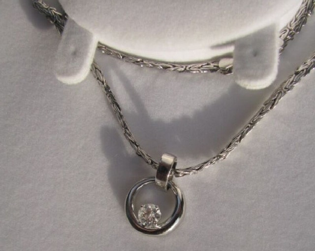 New Heavy .60ct Bezel Set Diamond Solitaire Pendant w/Chain - photo 4
