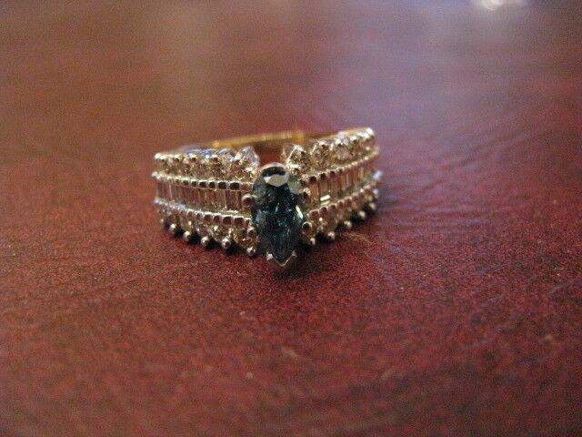 14k Gold 1.9 Ct Diamond Ring with Blue Center Diamond $4,350.00 - photo 2