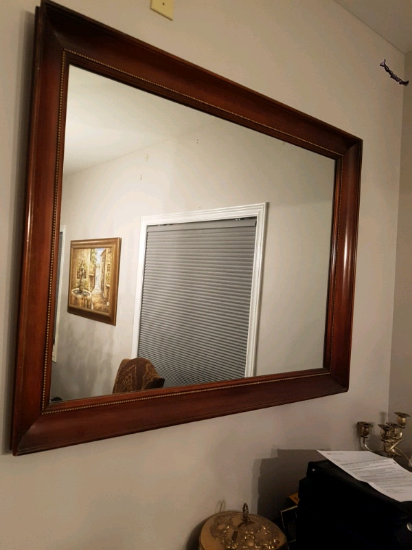 Large Wooden Mirror - 46" x 35" Solid Mahogany