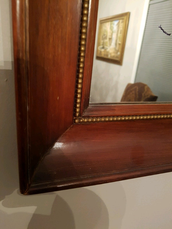 Large Wooden Mirror - 46" x 35" Solid Mahogany - photo 3