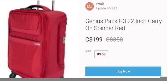 Genius Pack Red 22" Spinner Suitcase - New - photo 2