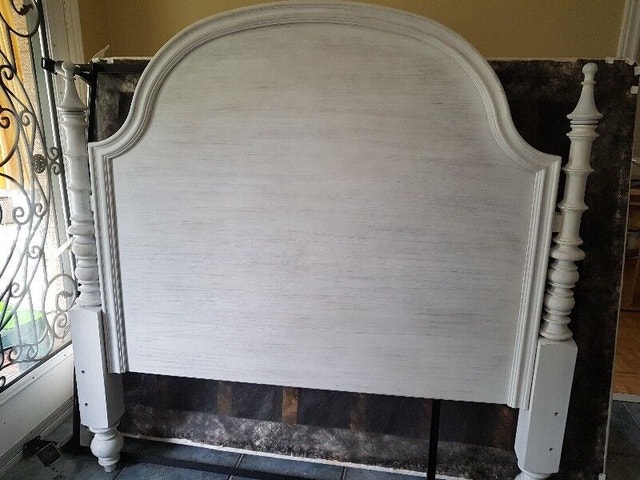 Ornate Antique White Queen/Double Headboard