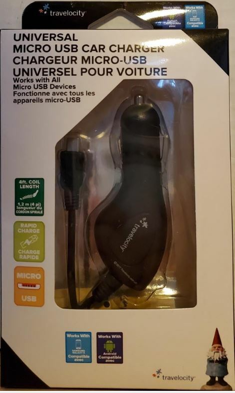NEW Travelocity Universal Micro USB Car Charger