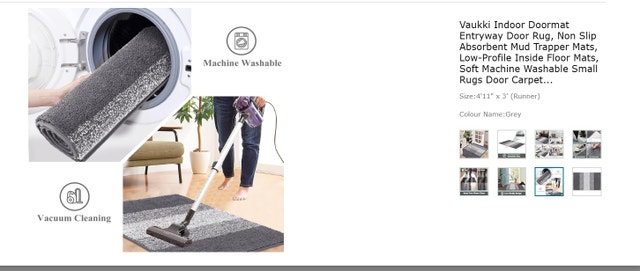 NEW Vaukki 90cmx150cm Non-Slip Absorbent Indoor Doormat, Black - photo 3