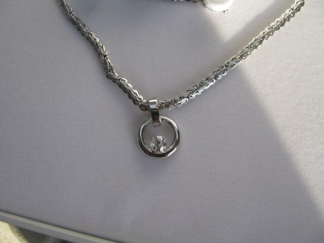 Heavy .60ct Bezel Set Diamond Solitaire Pendant w/Chain