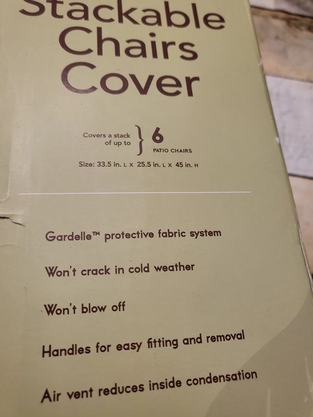 Patio Veranda Stackable Chairs Cover - Beige (Fits 6 Chairs) - photo 3