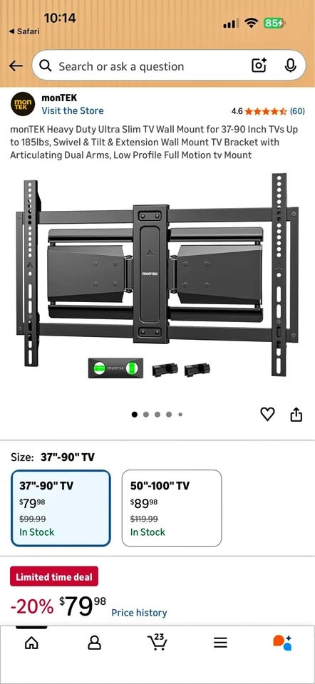 MonTEK Full Motion TV Mount - FREE DELIVERY! 🚚