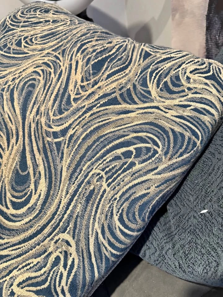 6 Throw Pillows Blue & Blue, Cream, Grey Swirl Geometric