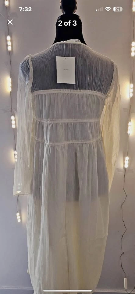 OAK + FORT White Sheer Tie-Front Dress