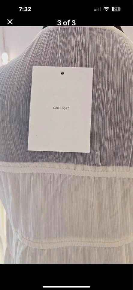 OAK + FORT White Sheer Tie-Front Dress - photo 2
