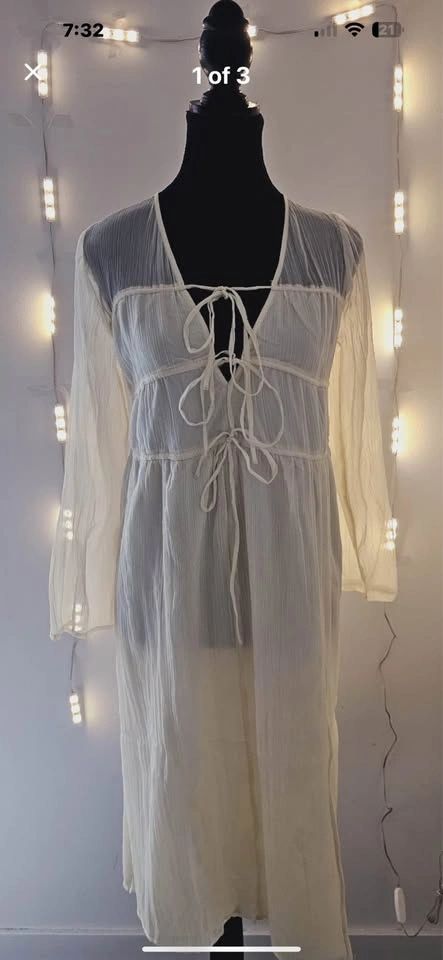 OAK + FORT White Sheer Tie-Front Dress - photo 3