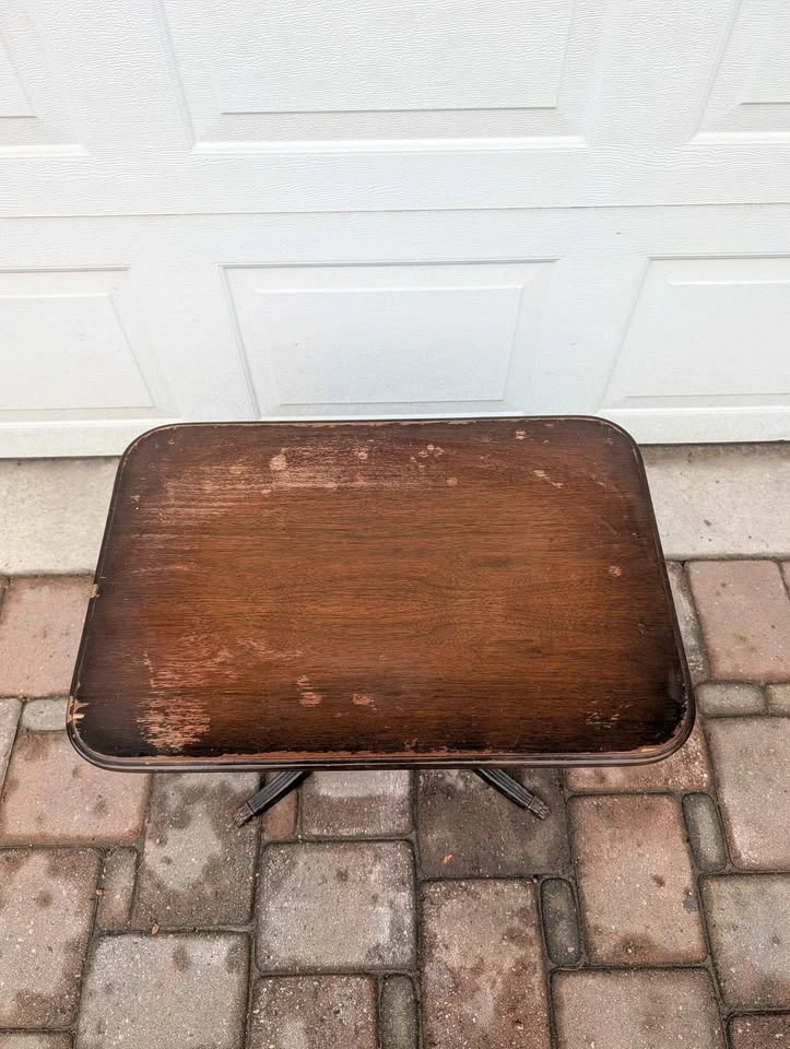 Antique wood side table, lamp table - photo 3