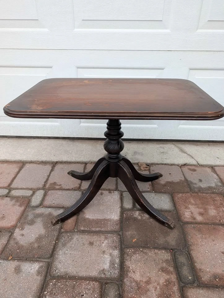 Antique wood side table, lamp table - photo 4