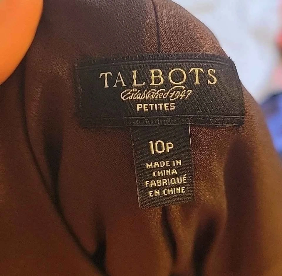 Talbots Brown & Cream V-Neck Dress - Size Medium - photo 3