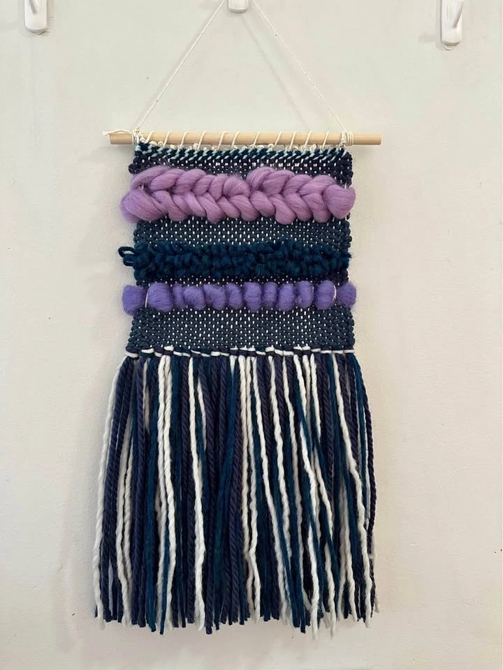 Purple & Blue Woven Wall Hanging - Handmade
