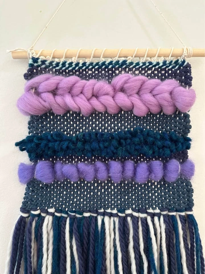 Purple & Blue Woven Wall Hanging - Handmade - photo 2
