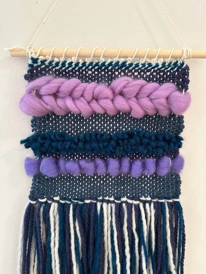 Purple & Blue Woven Wall Hanging - Handmade - photo 3