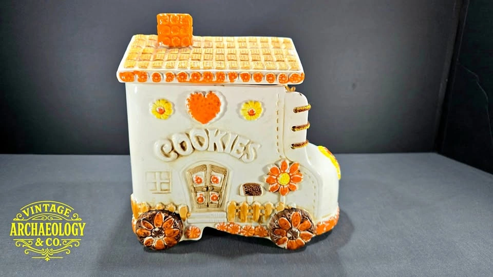 CERAMIC COOKIE JAR FLORAL SHOE HOUSE BY NAPCOWARE
