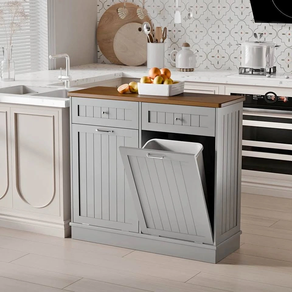 NEW Grey Double Tilt-Out Trash Cabinet (2x 10 Gallon)