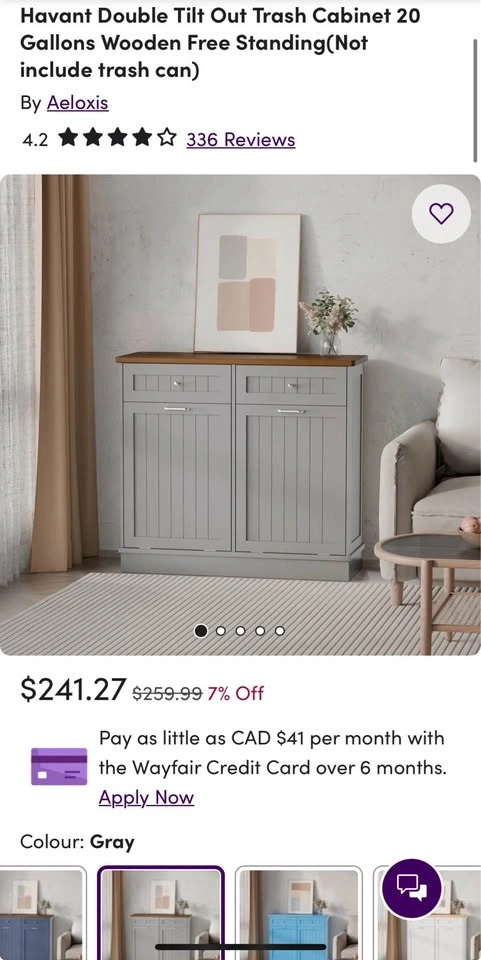 NEW Grey Double Tilt-Out Trash Cabinet (2x 10 Gallon) - photo 2
