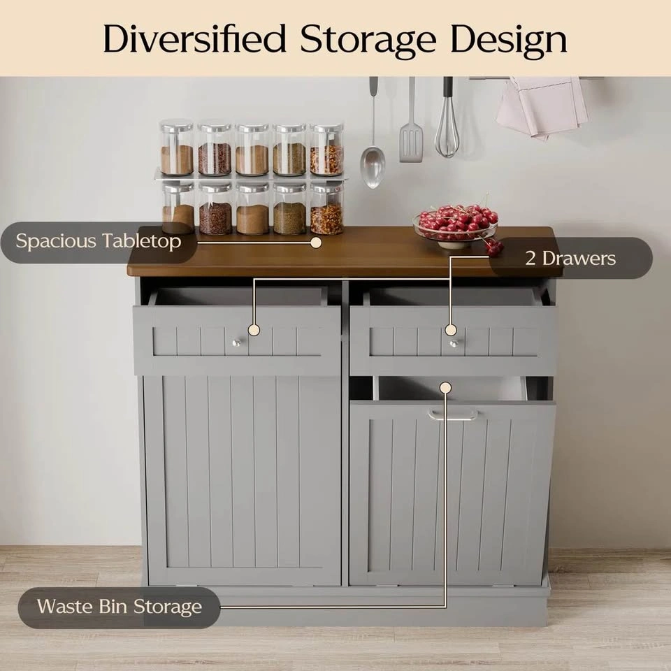 NEW Grey Double Tilt-Out Trash Cabinet (2x 10 Gallon) - photo 4