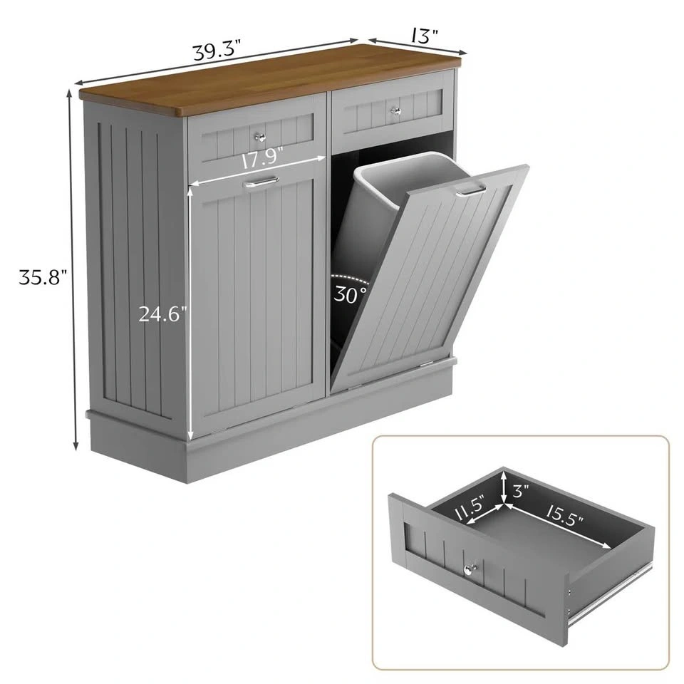 NEW Grey Double Tilt-Out Trash Cabinet (2x 10 Gallon) - photo 5