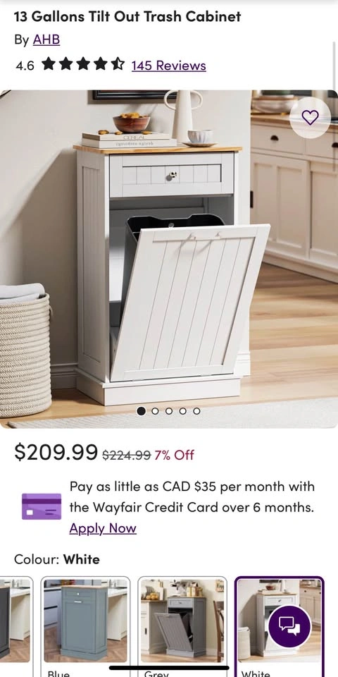 NEW White Modern Tilt-Out Trash Cabinet - photo 2