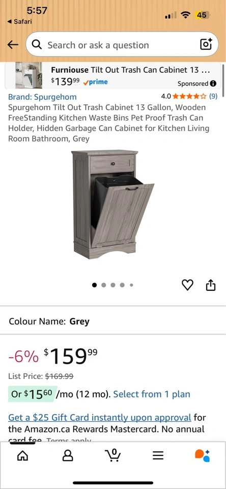 NEW Grey Tilt-Out Trash Cabinet with Drawer - photo 2