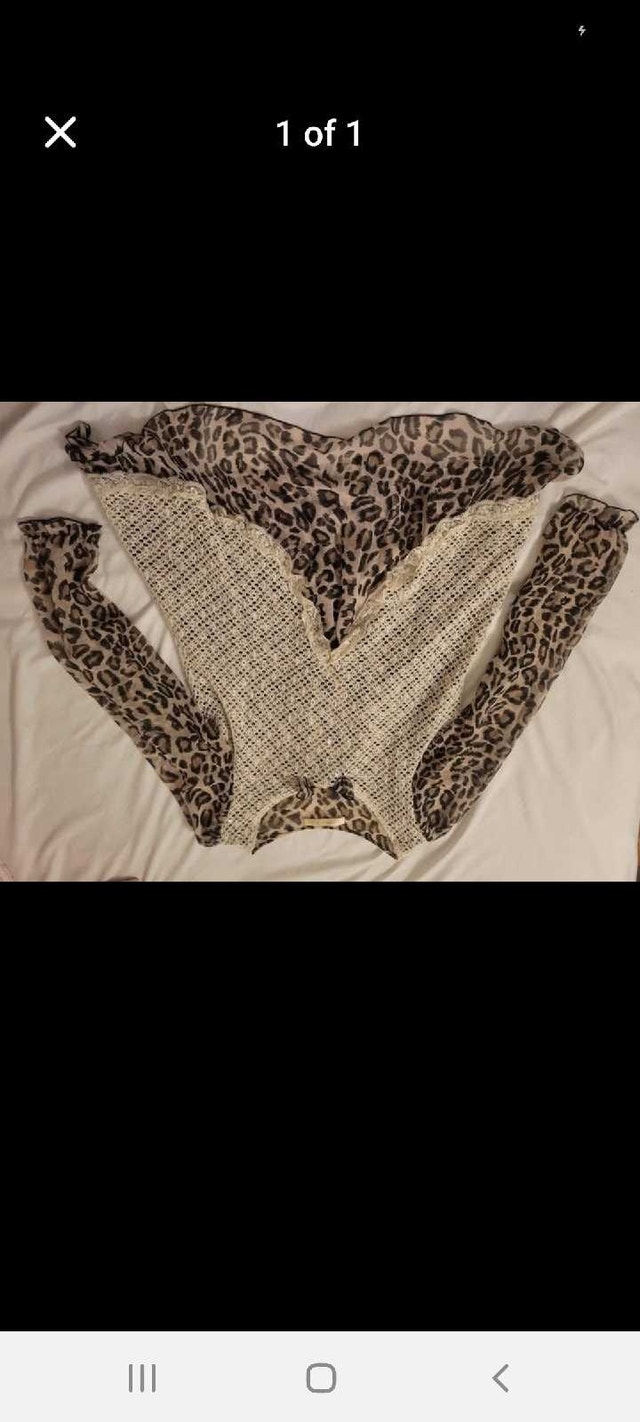 Leopard Blouse with Crochet Vest Detail - Size Small