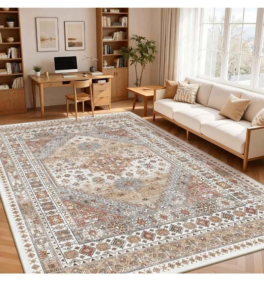 8x10 Area Rug - Vintage Style, Washable, Non-Slip