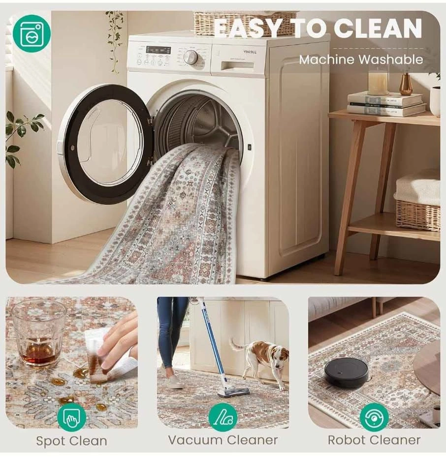 8x10 Area Rug - Vintage Style, Washable, Non-Slip - photo 5