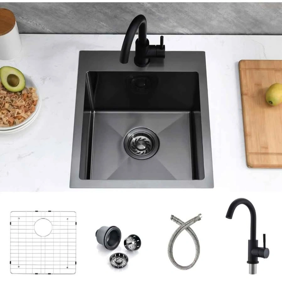 16" Black Bar Sink with Faucet - photo 4