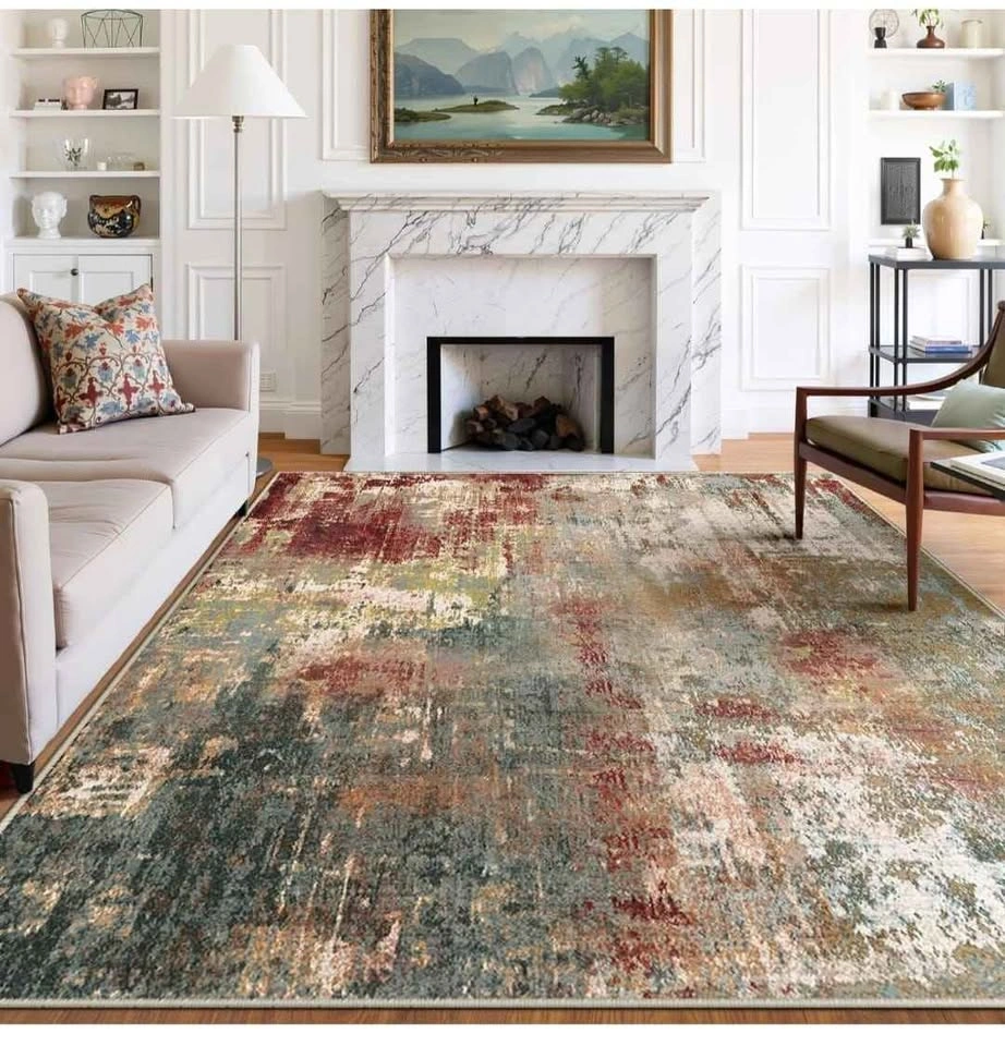 Washable Area Rug 8'x10' Non-Slip Indoor Modern Abstract - photo 5